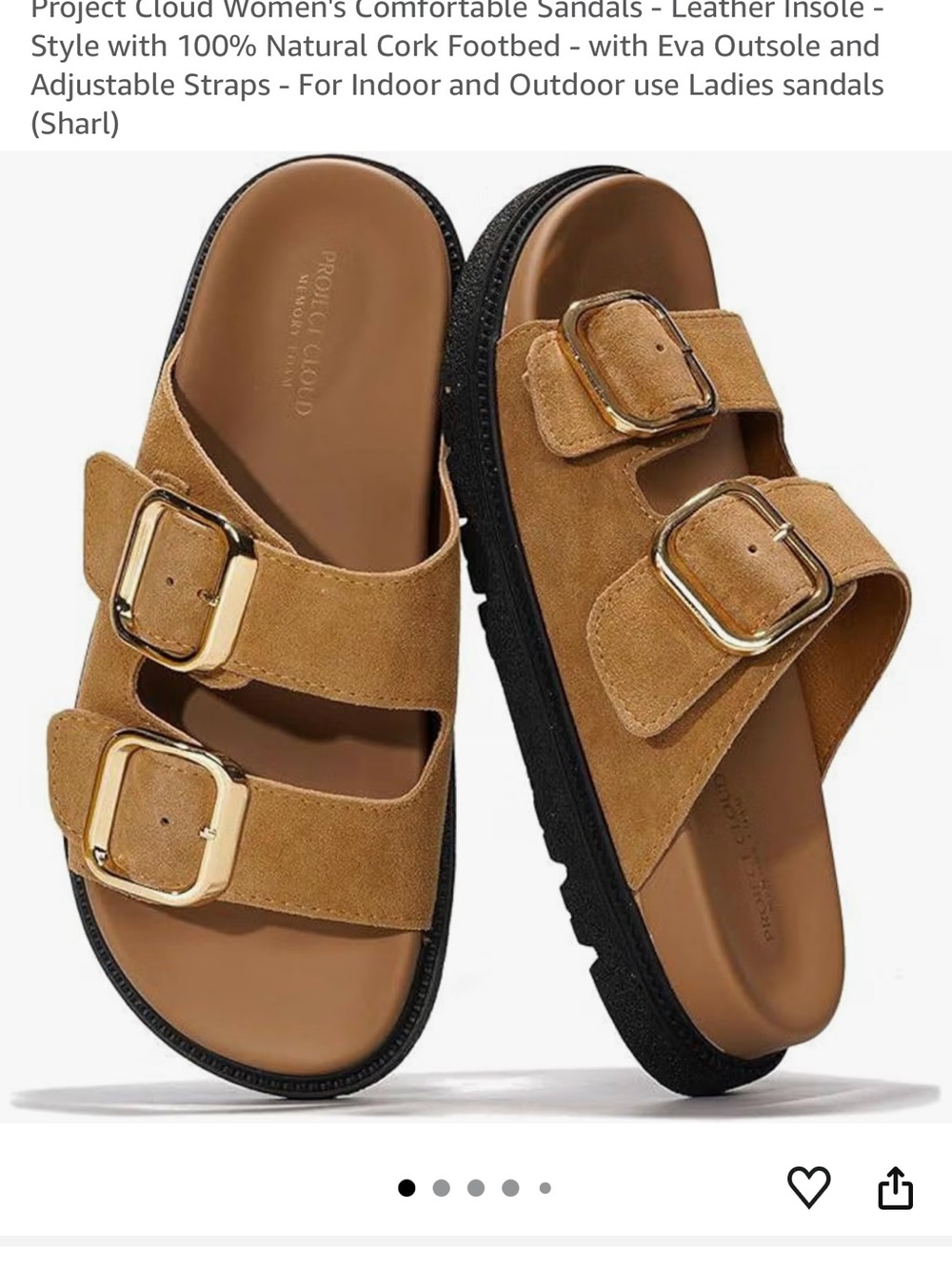 Women’s  Suede Double-Buckle Slide Sandals - Tan